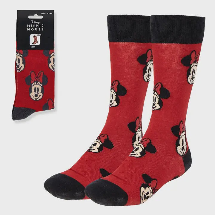 Red Classic Minnie Face Socks