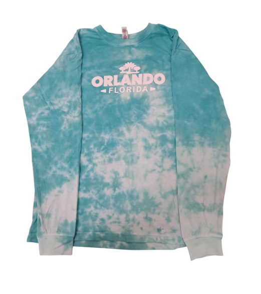 Adult Tie Dye Orlando Florida Long Sleeve T Shirt Aqua Marine