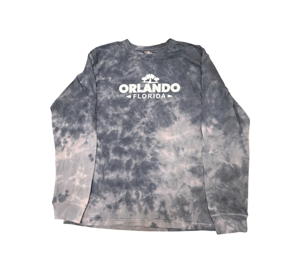 Adult Tie Dye Orlando Florida Long Sleeve T Shirt Onyx