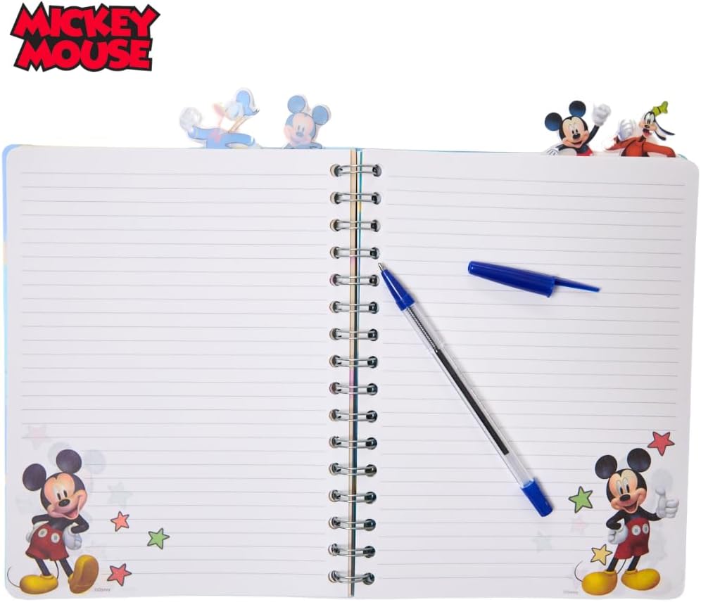 Mickey 4 Tabbed Spiral Journal 96pg .