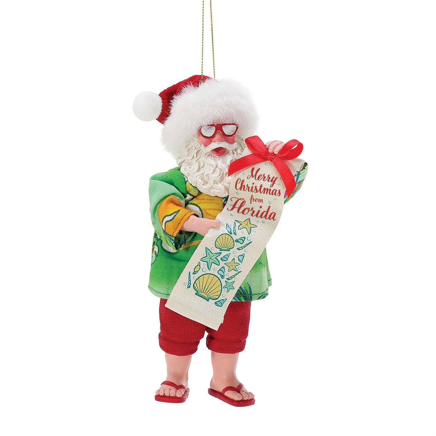 MC Santa Geeting from Florida Ornament
