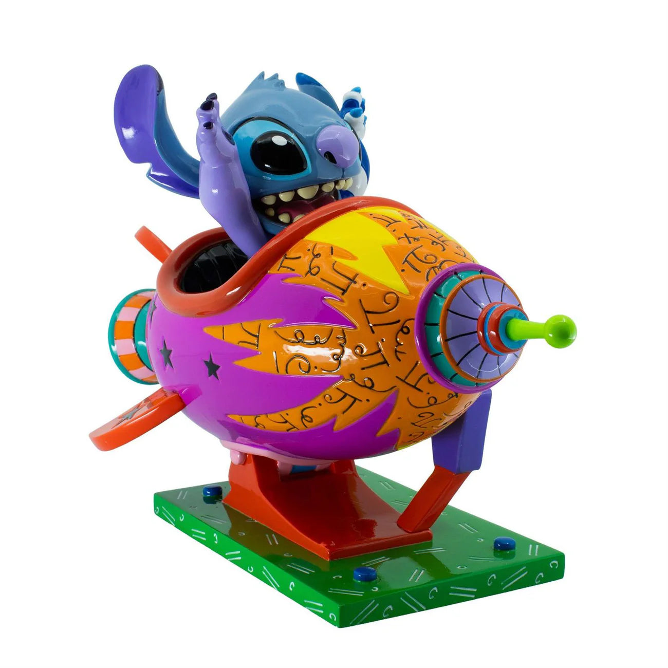 Disney Britto Stitch Rocket Ship 6.5-Inch Hand-Painted Figurine