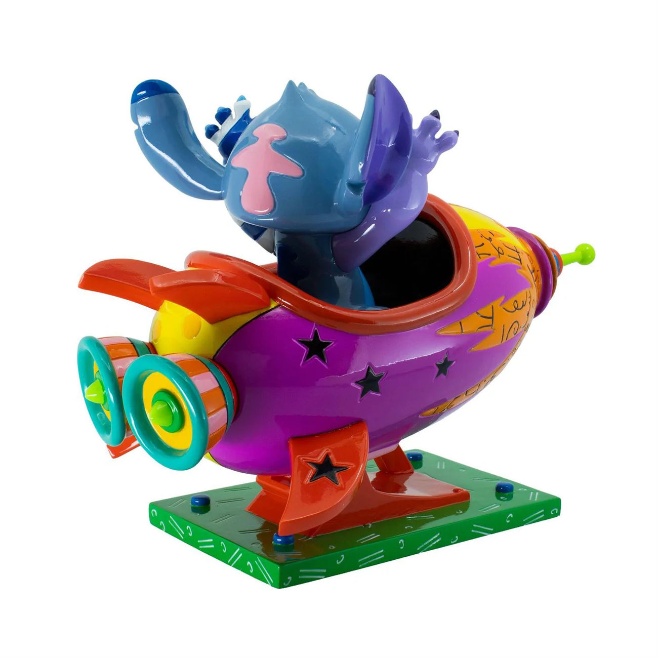 Disney Britto Stitch Rocket Ship 6.5-Inch Hand-Painted Figurine