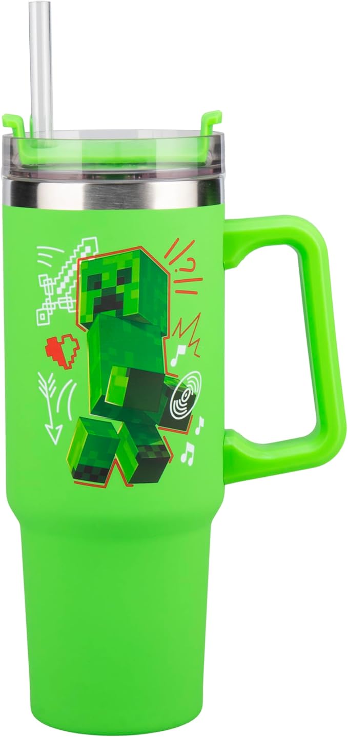 Minecraft Green 900ml Insulated Cup and Straw Tumblar