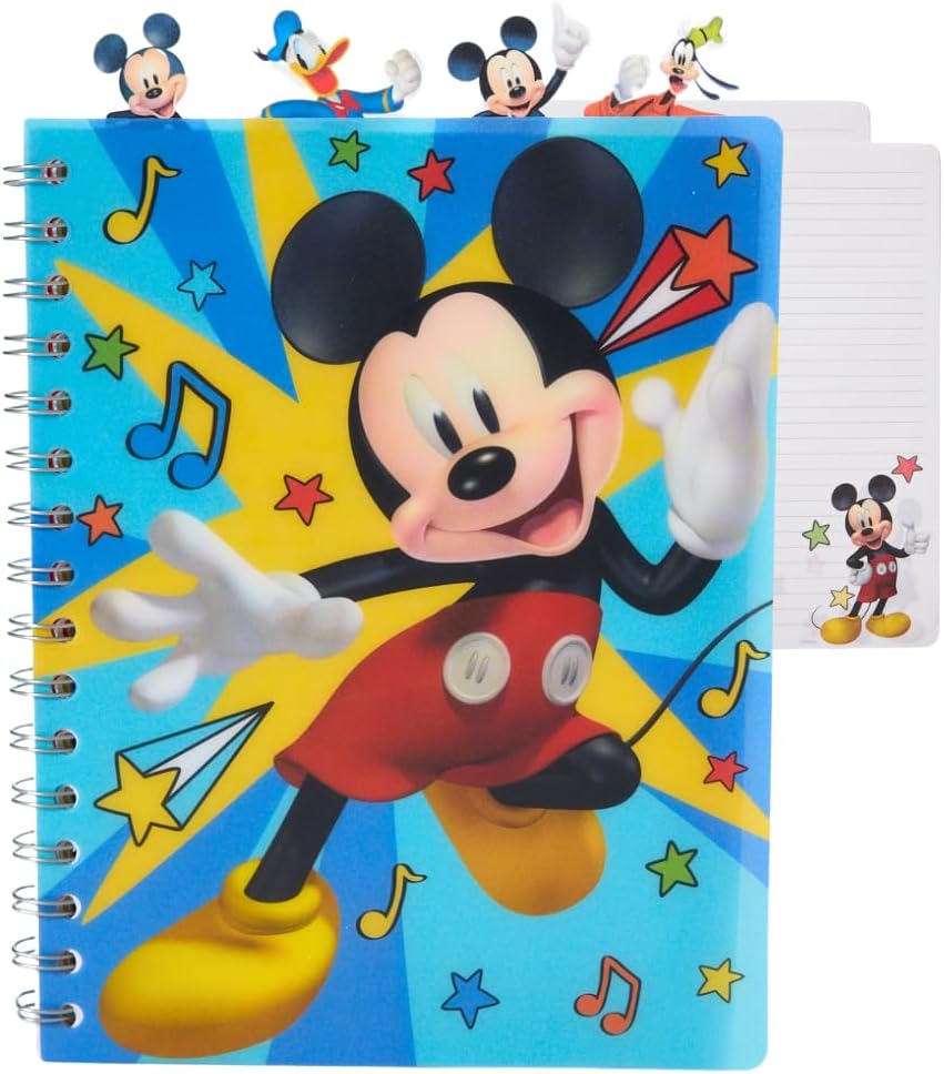 Mickey 4 Tabbed Spiral Journal 96pg .