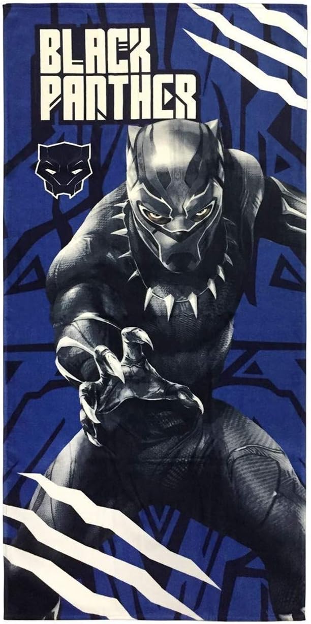 Marvel Black Panther Kids Bath/Pool/Beach Towel - Super Soft & Absorbent Fade Resistant Cotton Towel, Measures 28 inch x 58 inch (Official Marvel Product)