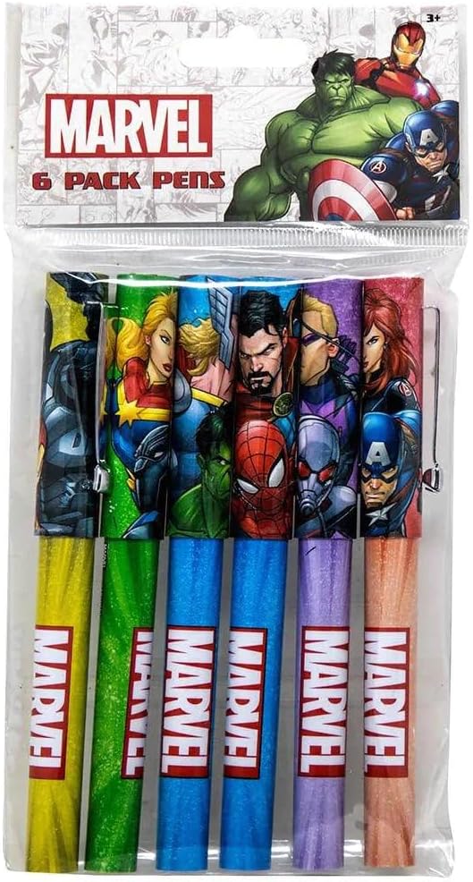 Marvel MCU Avengers 6pk Ballpoint Pens Ironman Spiderman Hulk