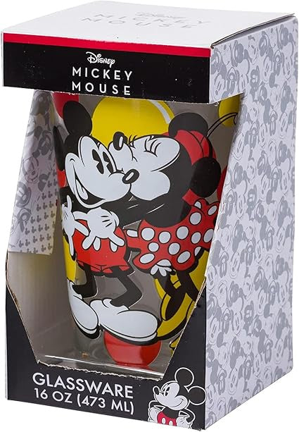 MICKEY MINNIE KISS DOTS 16oz PINT GLASS