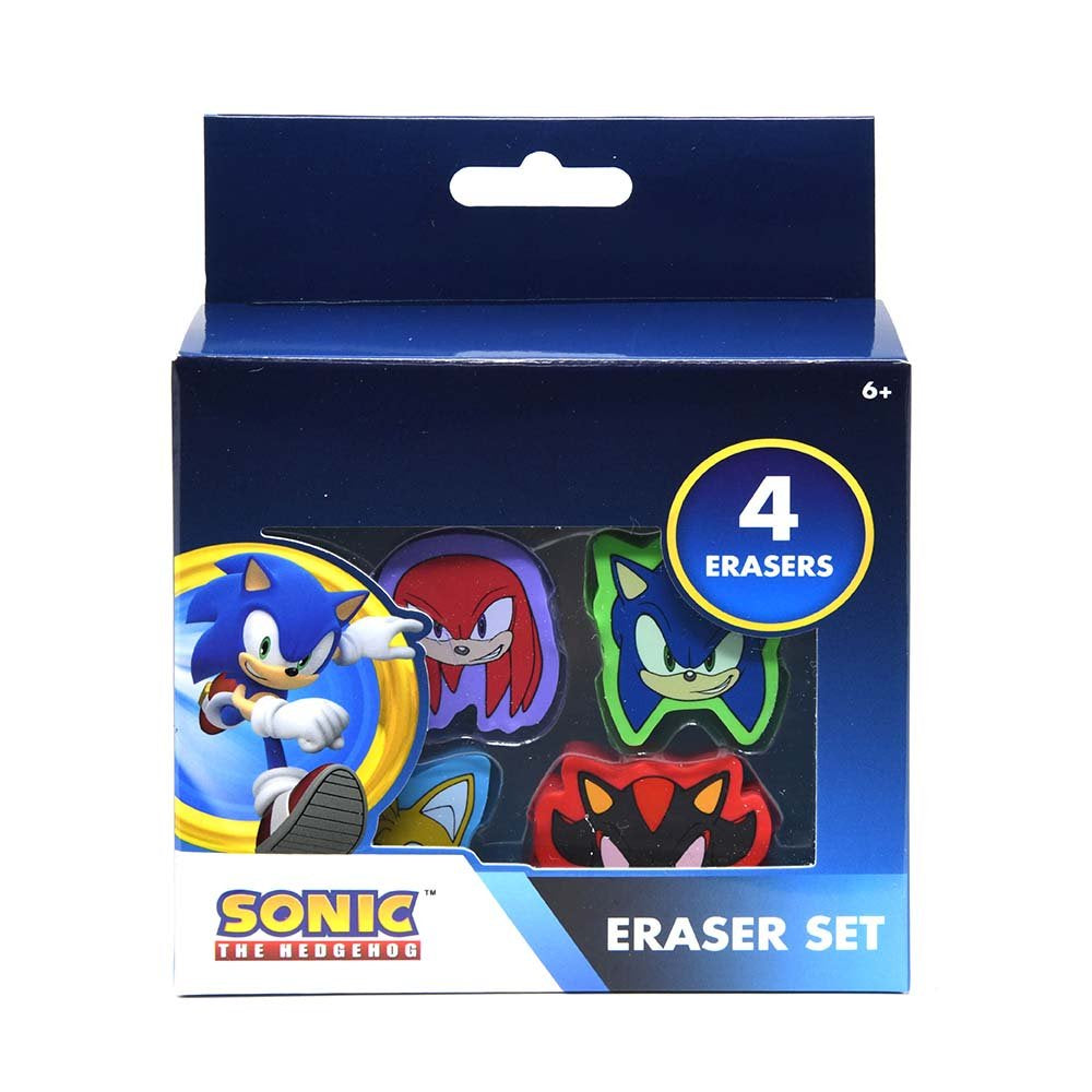 Sonic 4pk Shaped Erasers in Box