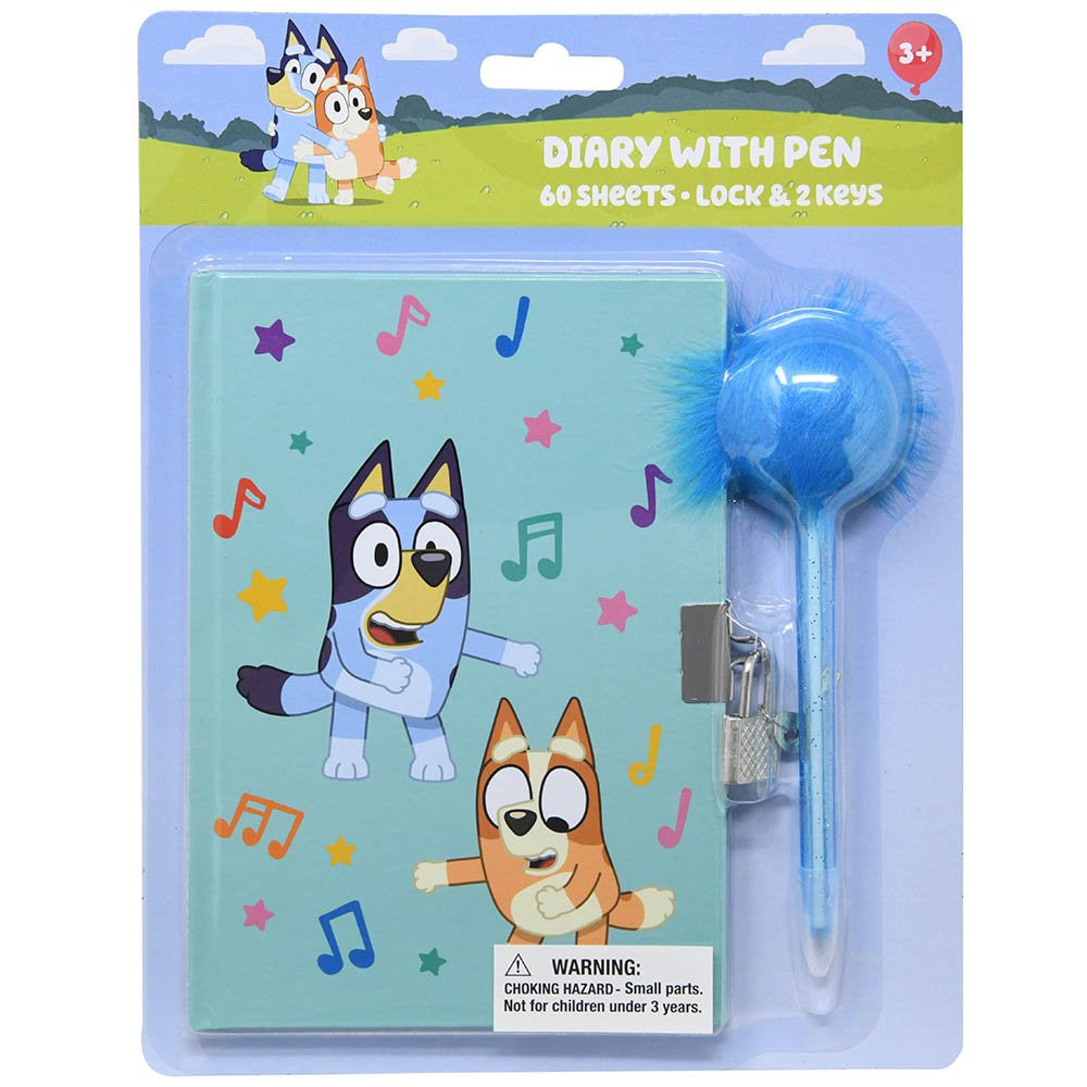 Bluey Diary with  Lock & Keys and Pom Pen