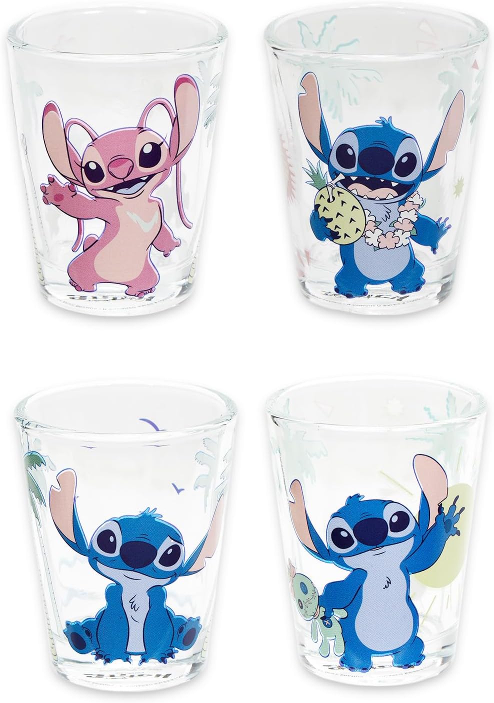 (4 Pack) Disney Stitch And Angel Ohana Shot Glass