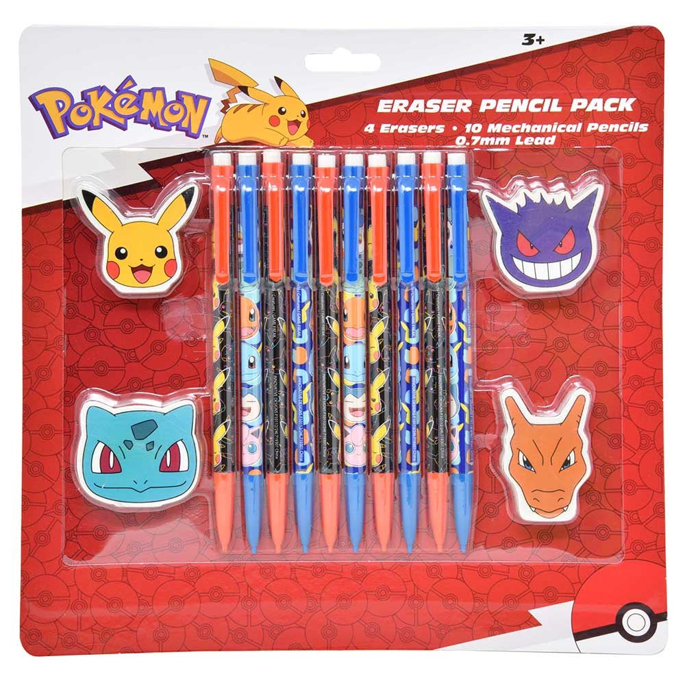 Pokémon 10pk Mechanical Pencils with 4 Shaped Erasers