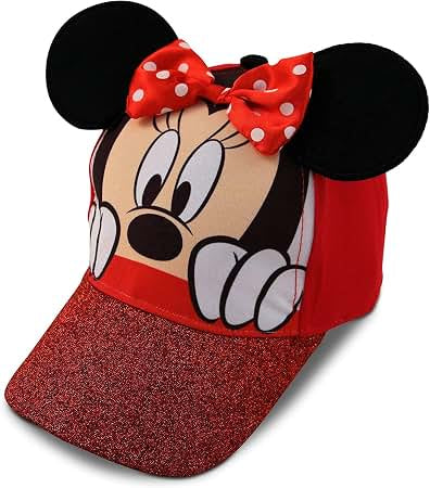 Disney Girls Minnie Peeking Glitter Rim Baseball Cap