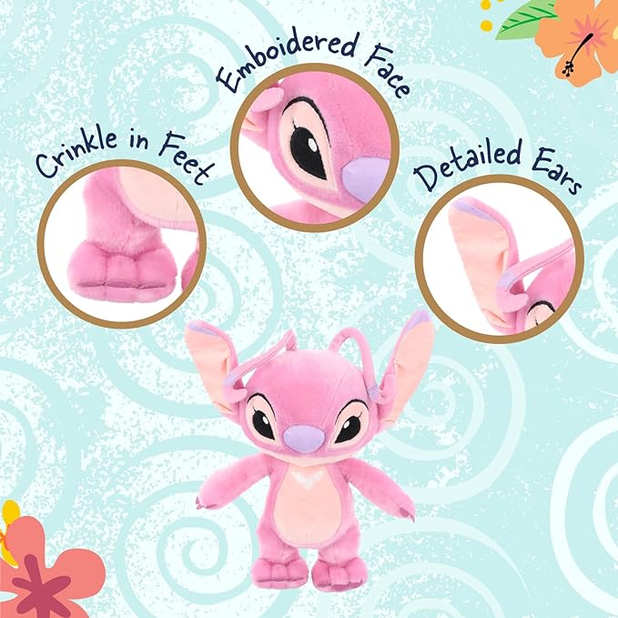 Disney Stitch Angel Stuffed Animal Standing Plush 15" Pink