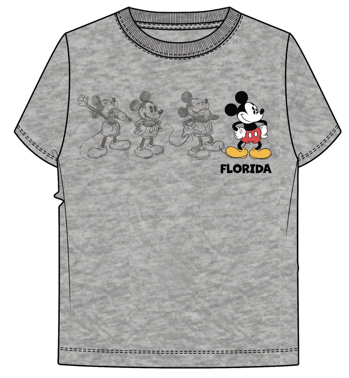 Florida Sketchy Mickey Mouse Icon Logo Gray Shirt