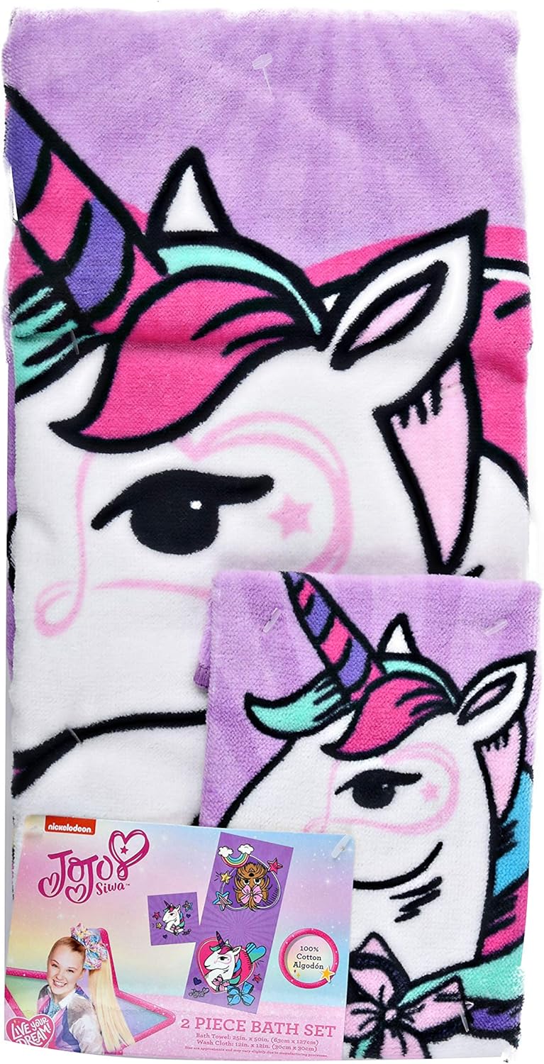 Jojo Siwa 2 Piece Bath Set with Towel and Wash Cloth