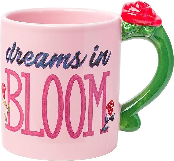 Belle Dreams in Bloom Roses Shaped Handle Ceramic Mug 20oz