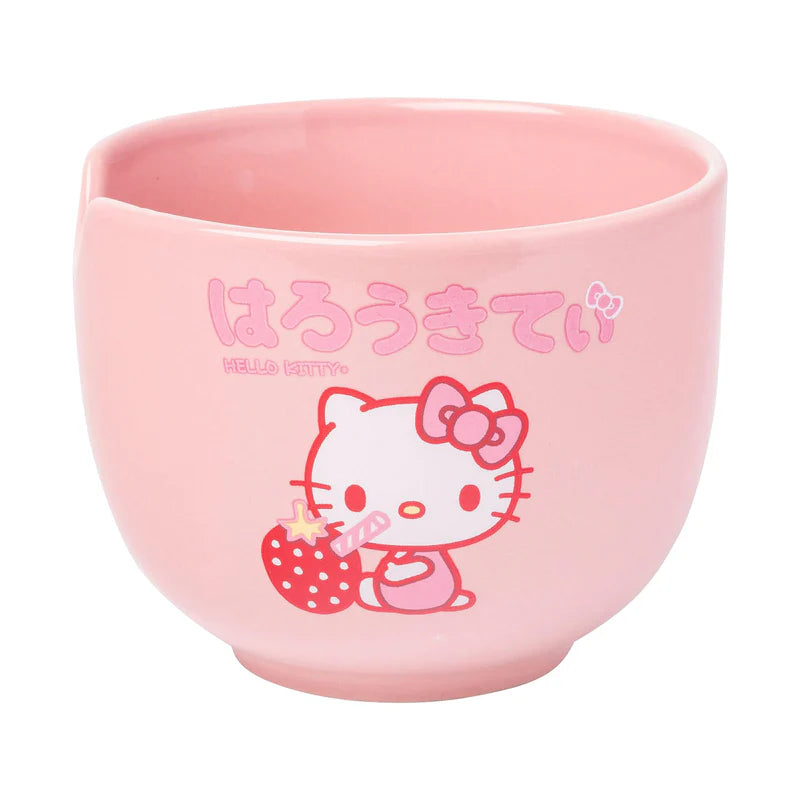 Hello Kitty Ceramic Ramen Bowl and Chopstick Set (Strawberry Milk)