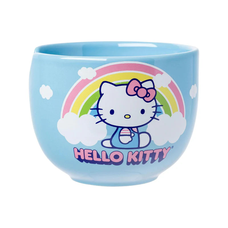 Sanrio Hello Kitty Seize The Moment Rainbow 20oz Ceramic Ramen Bowl with Chopsticks