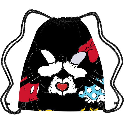 Mickey and Minnie kissing Drawstring Nylon Tote Bag