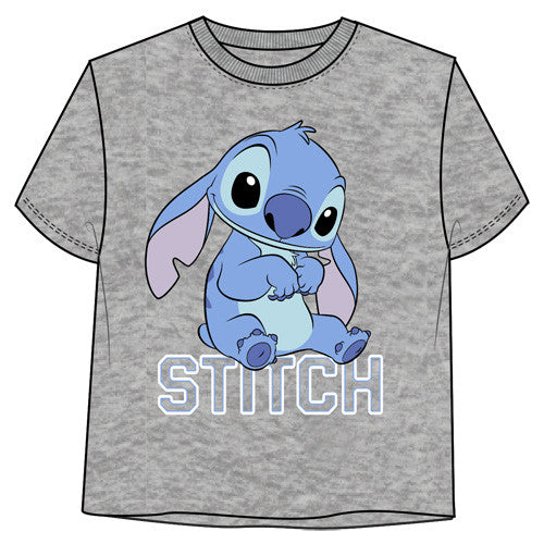 Disney Stitch Sitting Heather Grey Junior Shirt