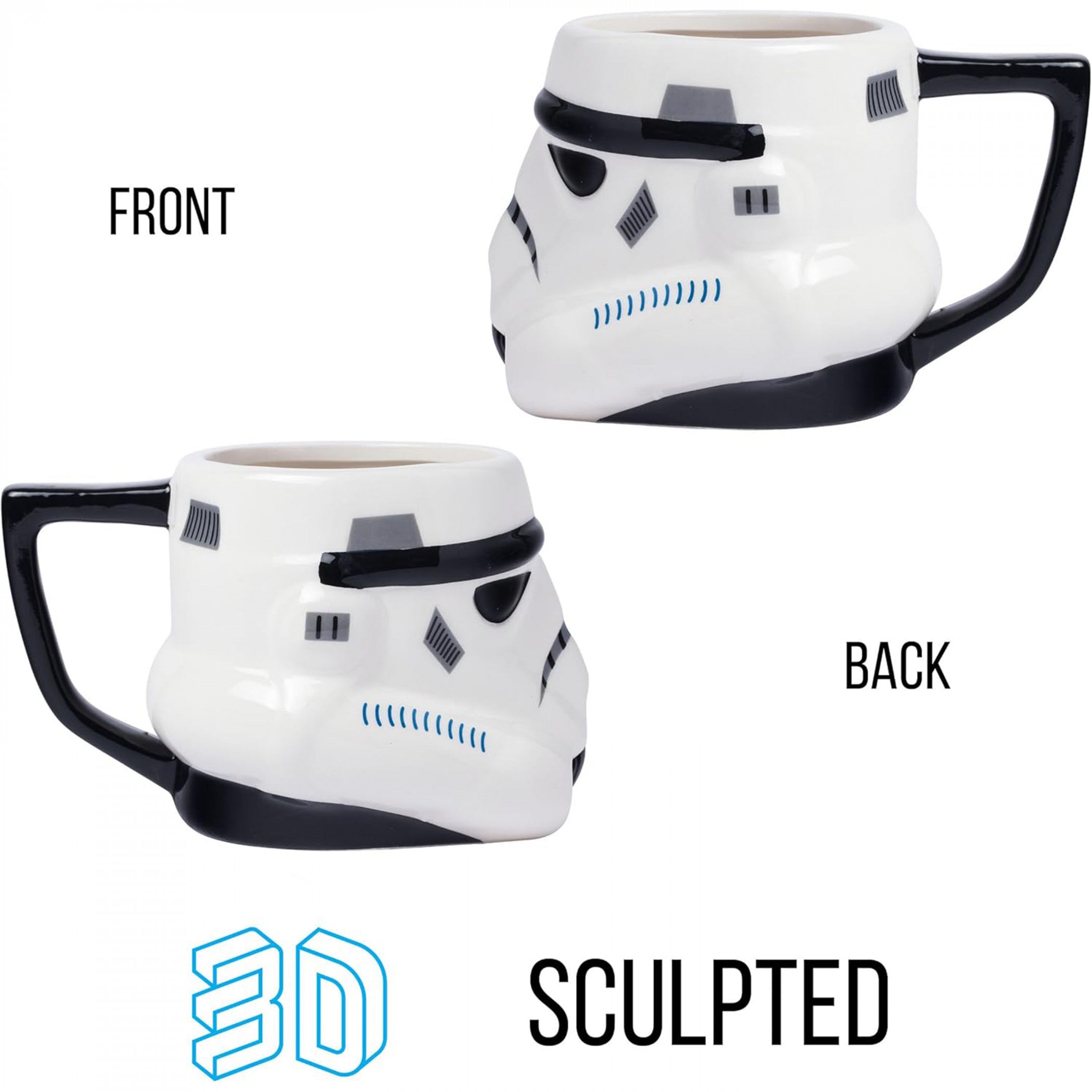 Star Wars Stormtrooper Big Face 20oz 3D Sculpted Ceramic Mug