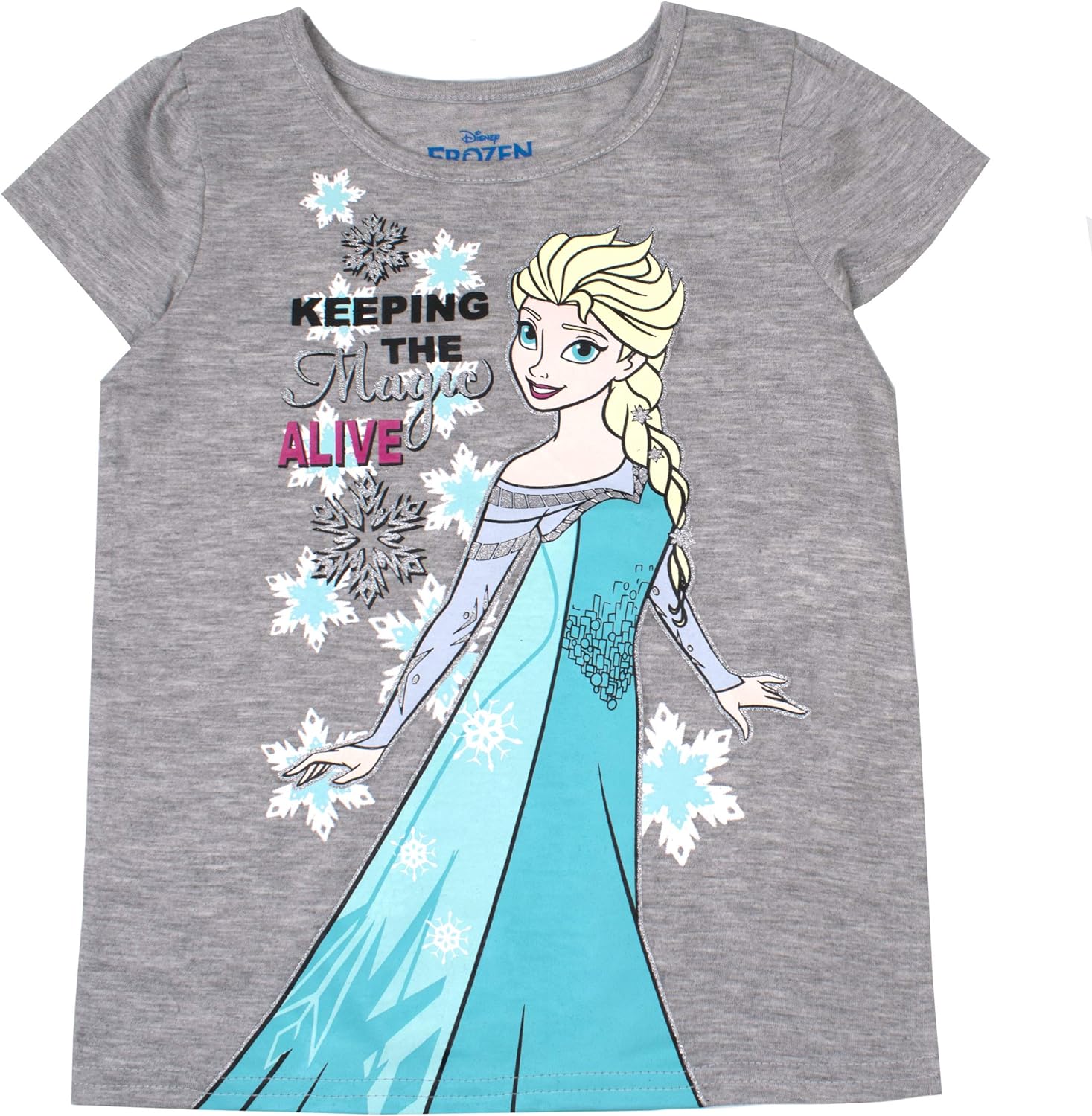 Disney Girls Frozen 3 Pack Shirts Toddler- Grey/White/Purple