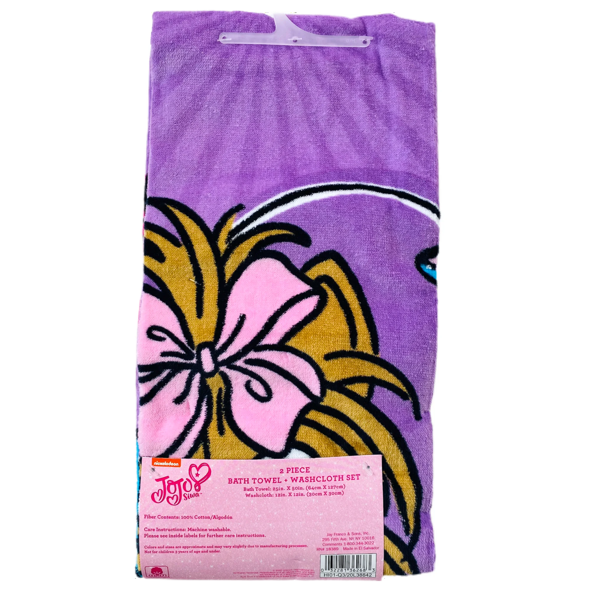 Jojo Siwa 2 Piece Bath Set with Towel and Wash Cloth
