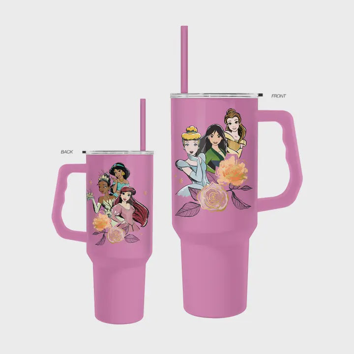 Disney Princess Floral Sparkles 40oz Stainless Steel Tumbler w Handle