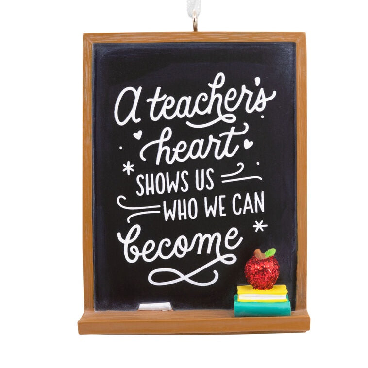 A Teacher's Heart Blackboard Christmas Ornament