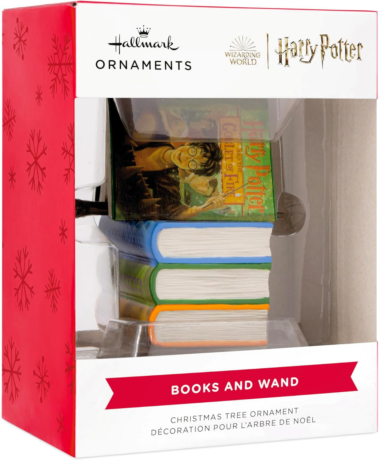 Hallmark Harry Potter Stacked Books with Wand, Resin, Christmas Ornament