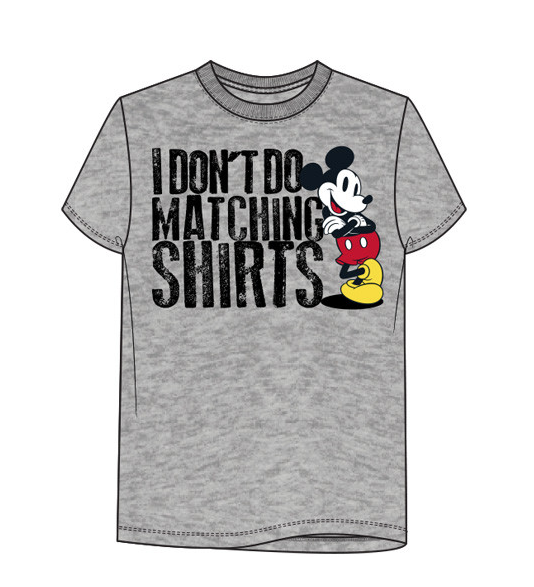 Disney Adult Mickey Mouse " I Don't Do Matching Shirts" Tee