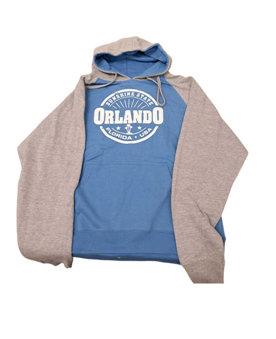 Sunshine State Orlando FL Pullover Hoodie Blue Sky/Grey