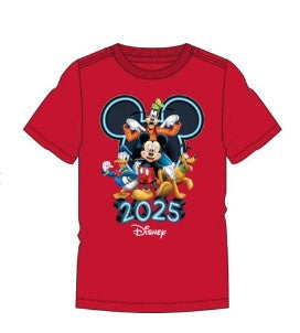 Disney 2025 Youth Mickey & Friends Brilliant Red Tee