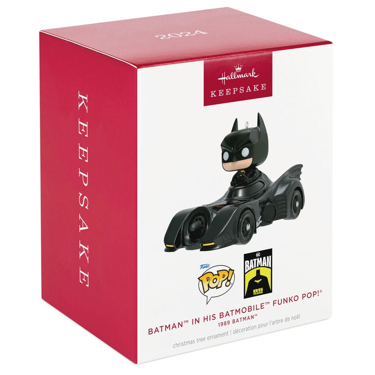 Hallmark Keepsake Christmas Ornament 2024, DC 1989 Batman in His Batmobile Funko POP!, Super Hero Gifts