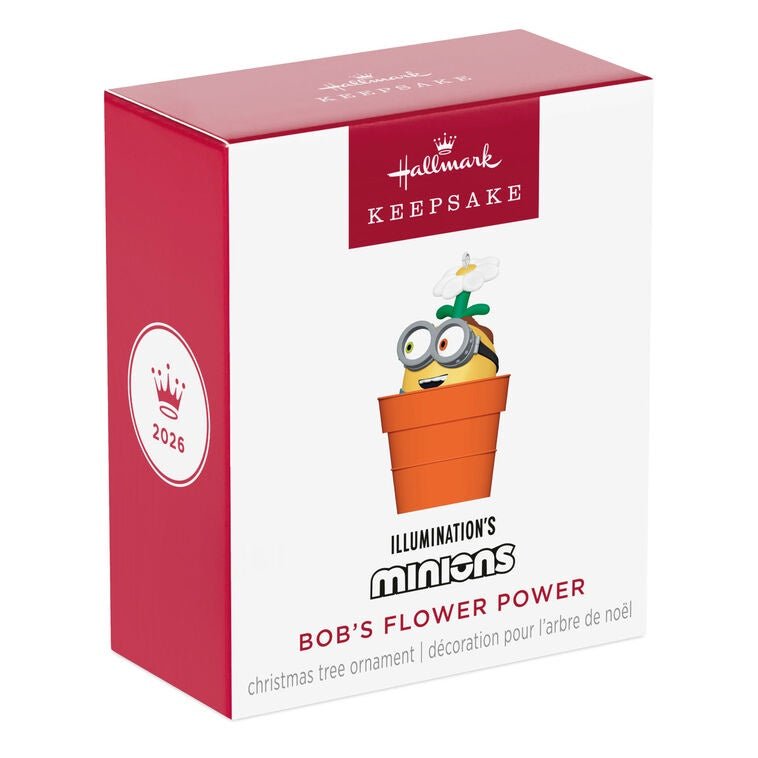 Mini Minions Bob's Flower Power Ornament, 1.25"