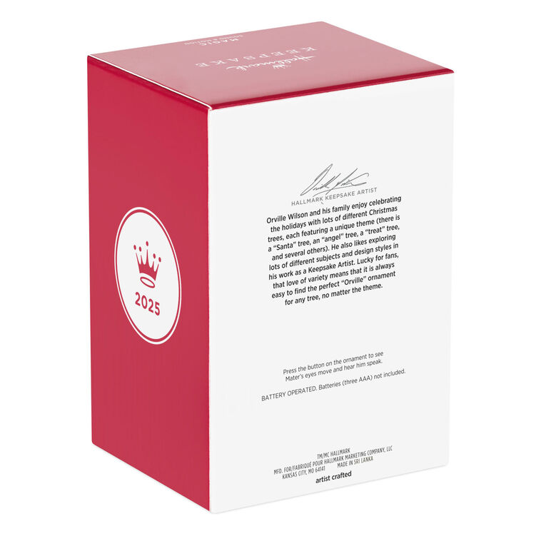 Hallmark Keepsake Christmas Ornament 2025, Disney/Pixar Cars Mater with Sound and Motion