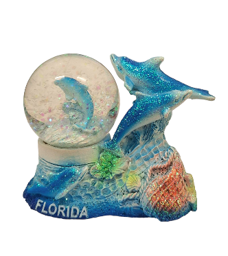 Florida 3 Dolphins Polyresin Water Globe