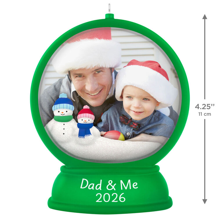 Dad and Me Green Snow Globe Frame Keepsake Ornament