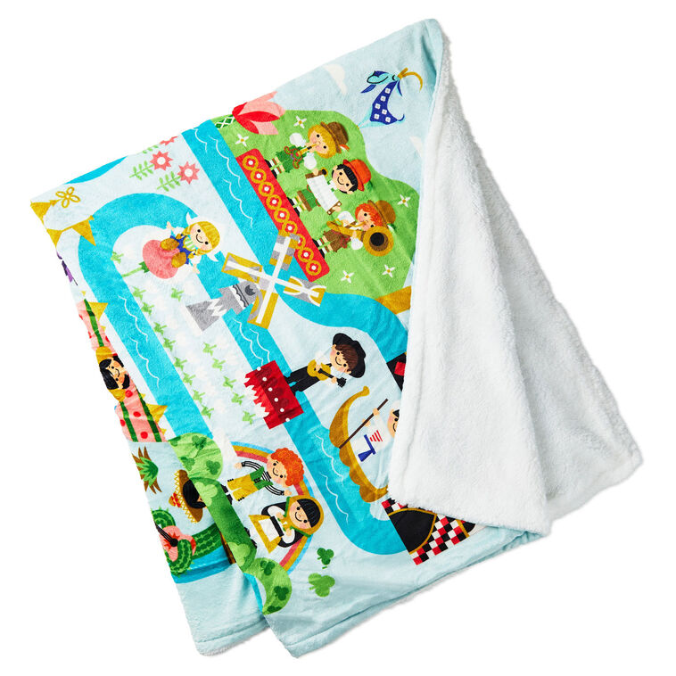 Hallmark Disney Throw Blanket, 60" x 50" (It's a Small World Map) Gift for Birthday, Christmas, Kids