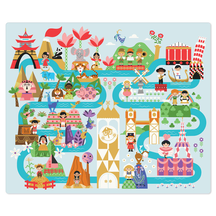 Hallmark Disney Throw Blanket, 60" x 50" (It's a Small World Map) Gift for Birthday, Christmas, Kids