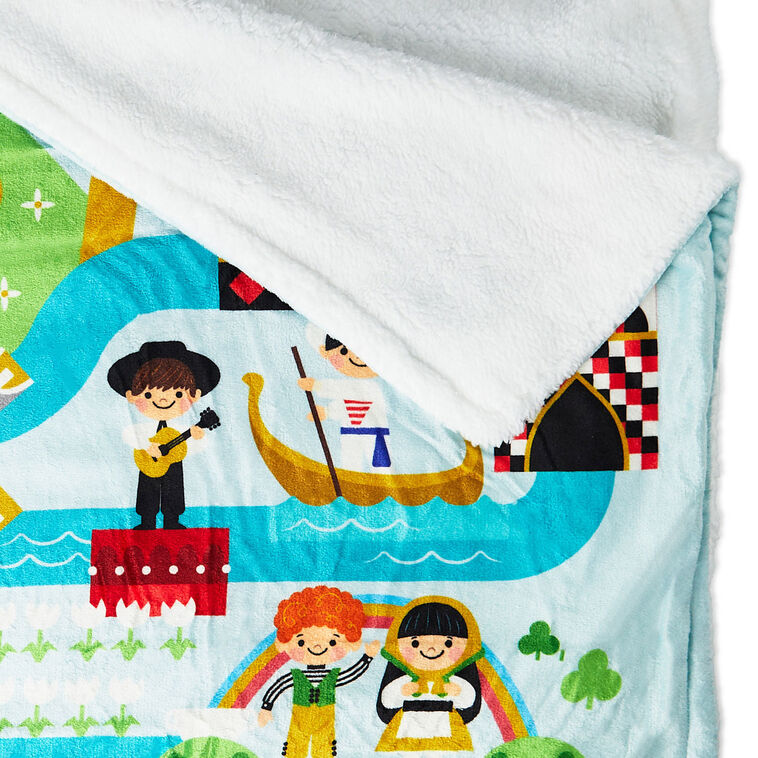 Hallmark Disney Throw Blanket, 60" x 50" (It's a Small World Map) Gift for Birthday, Christmas, Kids