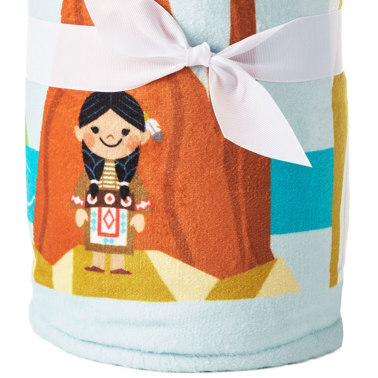 Hallmark Disney Throw Blanket, 60" x 50" (It's a Small World Map) Gift for Birthday, Christmas, Kids