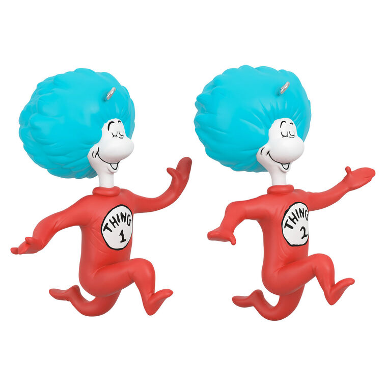 Hallmark Keepsake Christmas Ornaments 2024, Dr. Seuss's The Cat in the Hat Thing One and Thing Two, Set of 2, Gifts for Dr. Seuss Fans