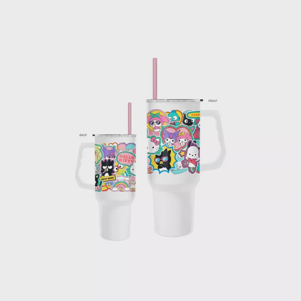 Hello Kitty & Friends Super Cute Sticker Collage 40oz Stainless Steel Tumbler w/ Handle