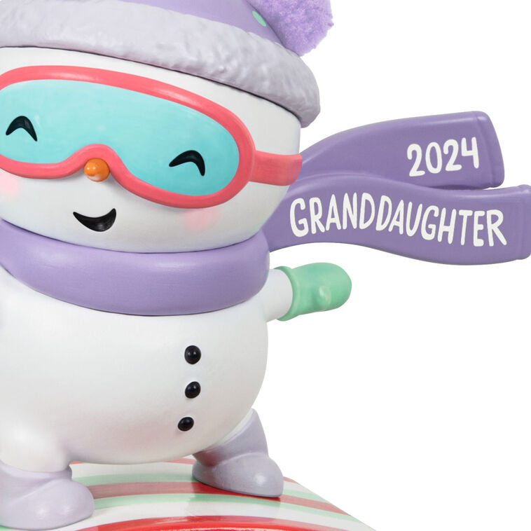 Hallmark Keepsake Christmas Ornament 2024, Granddaughter Snowboarding Snowman 2024, Family Gifts