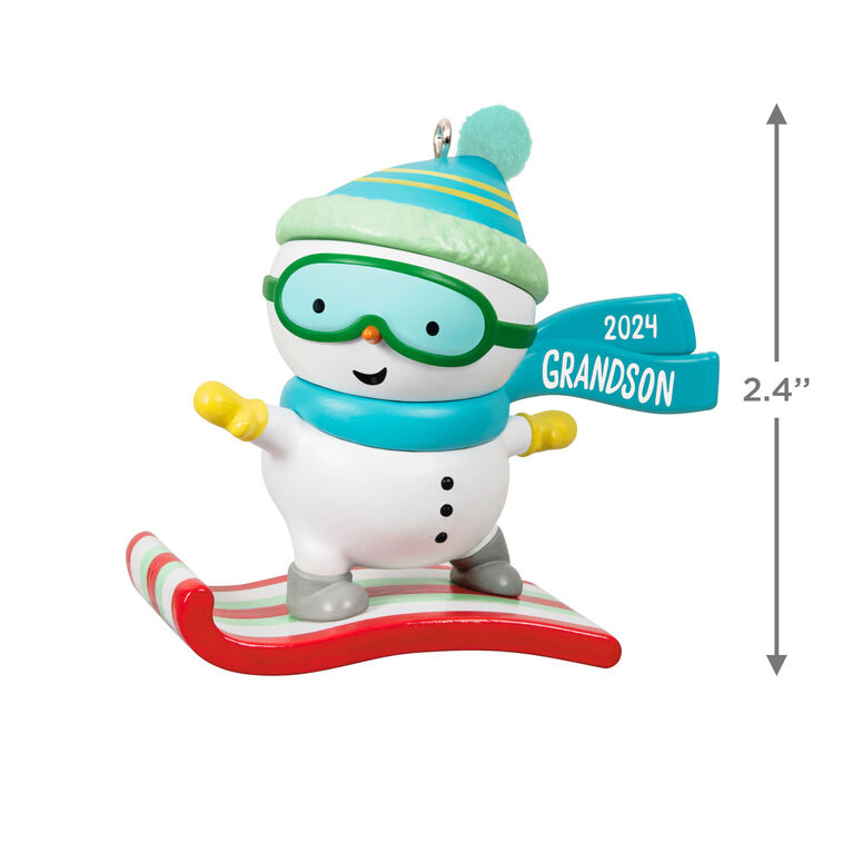 Hallmark Keepsake Christmas Ornament 2024, Grandson Snowboarding Snowman 2024, Family Gifts