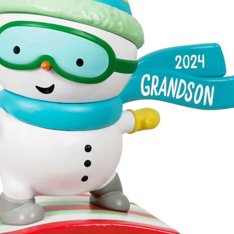 Hallmark Keepsake Christmas Ornament 2024, Grandson Snowboarding Snowman 2024, Family Gifts