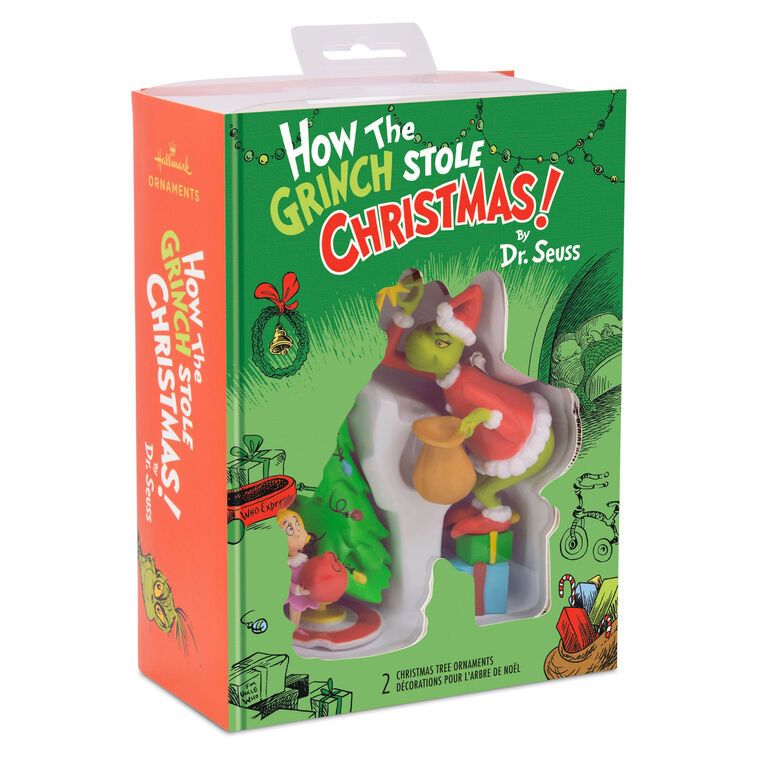 Hallmark Dr. Seuss's How the Grinch Stole Christmas! Cindy-Lou Who and Grinch Ornaments, Set of 2