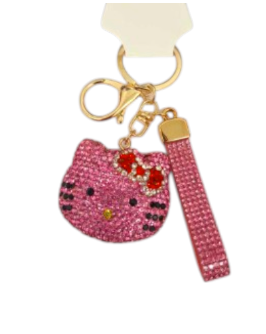 Kitty Head Fashion Crystal Keychain - Pink